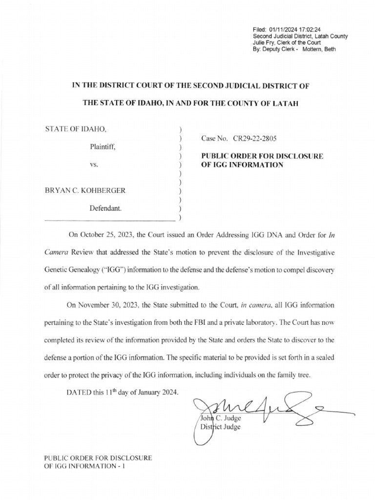 Xana Kernodle Case: IGG Disclosure Order | PDF | Discovery (Law ...