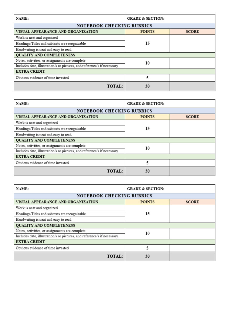 RubricsforNotebook PDF
