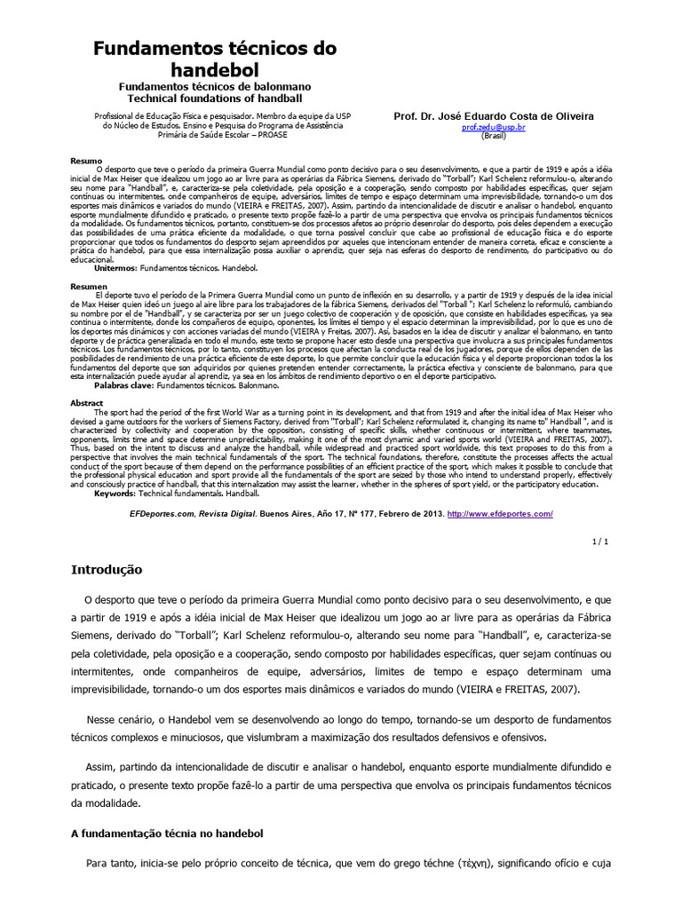 Handball Technical Foundations Guide | PDF | Science & Mathematics