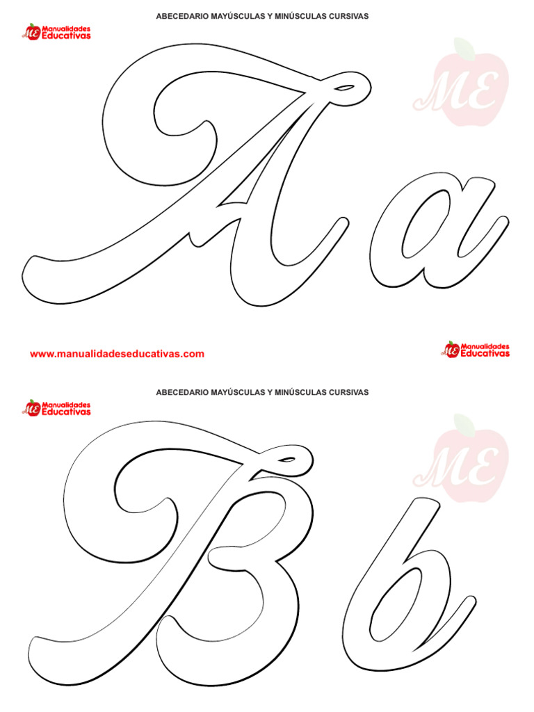 Abecedario Mayusculas y Minusculas Cursiva Manualidades | PDF, image size:768x1024