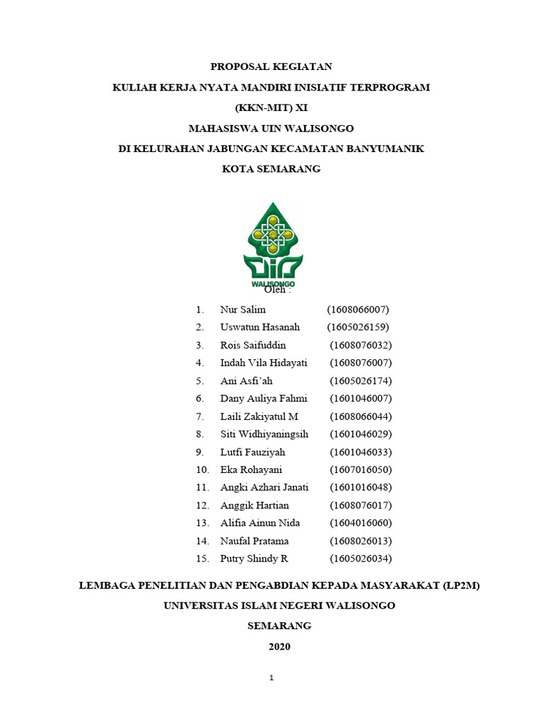 Proposal KKN Mandiri UIN Walisongo | PDF | Ilmu Sosial