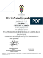 Diploma Del Curso Fundamentos de Seguridad y Salud en El Trabajo