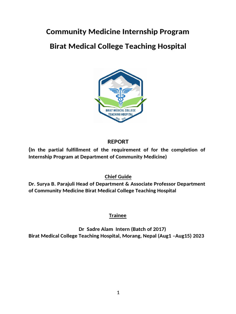 Community Medicine Internship Report | PDF | Abortion | Family Planning