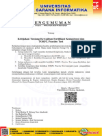 Pengumuman Kewajiban Sertifikasi Kompetensi & Sertifikat TOEFL Practise Test (8 Januari 2024)