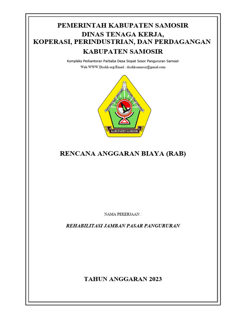RAB Rehabilitasi Jamban Pangururan 2023 | PDF