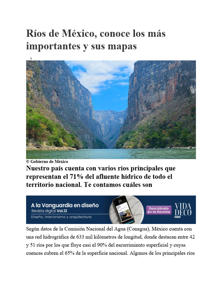 Principales ríos de México y sus mapas | PDF