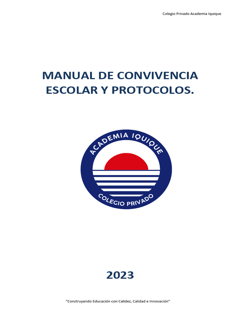 Manual de Convivencia Escolar 2023 Ai | PDF | Educación de la primera ...