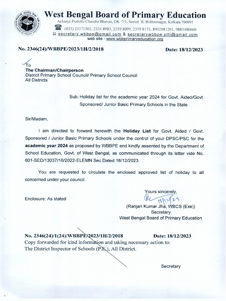 Approved Holiday List 2024 - Chairman, All DPSC | PDF