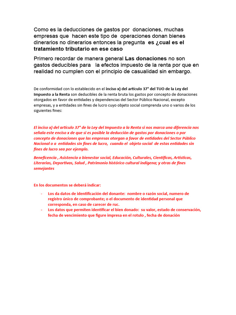 Como Es La Deducciones de Gastos Por Donaciones | PDF | Donación ...