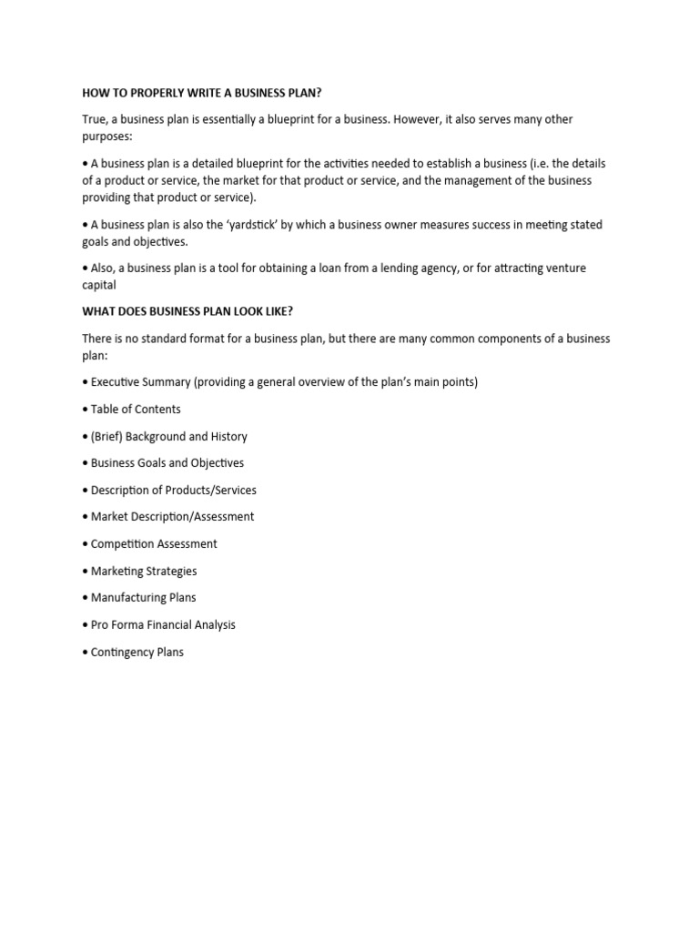 How To Properly Write A Business Plan | PDF | Business