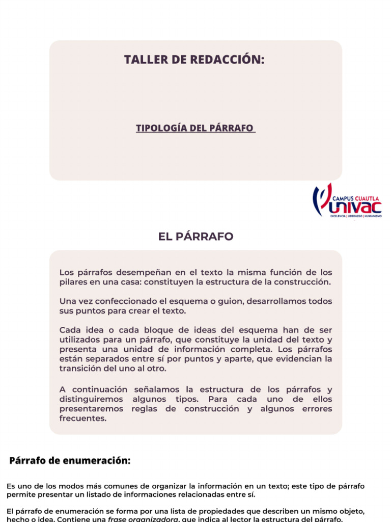 Tipología de Párrafo - Enumeración, Desarrollo y Contraste - Compressed ...