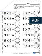 One Digit Multiplication Worksheet Set 2