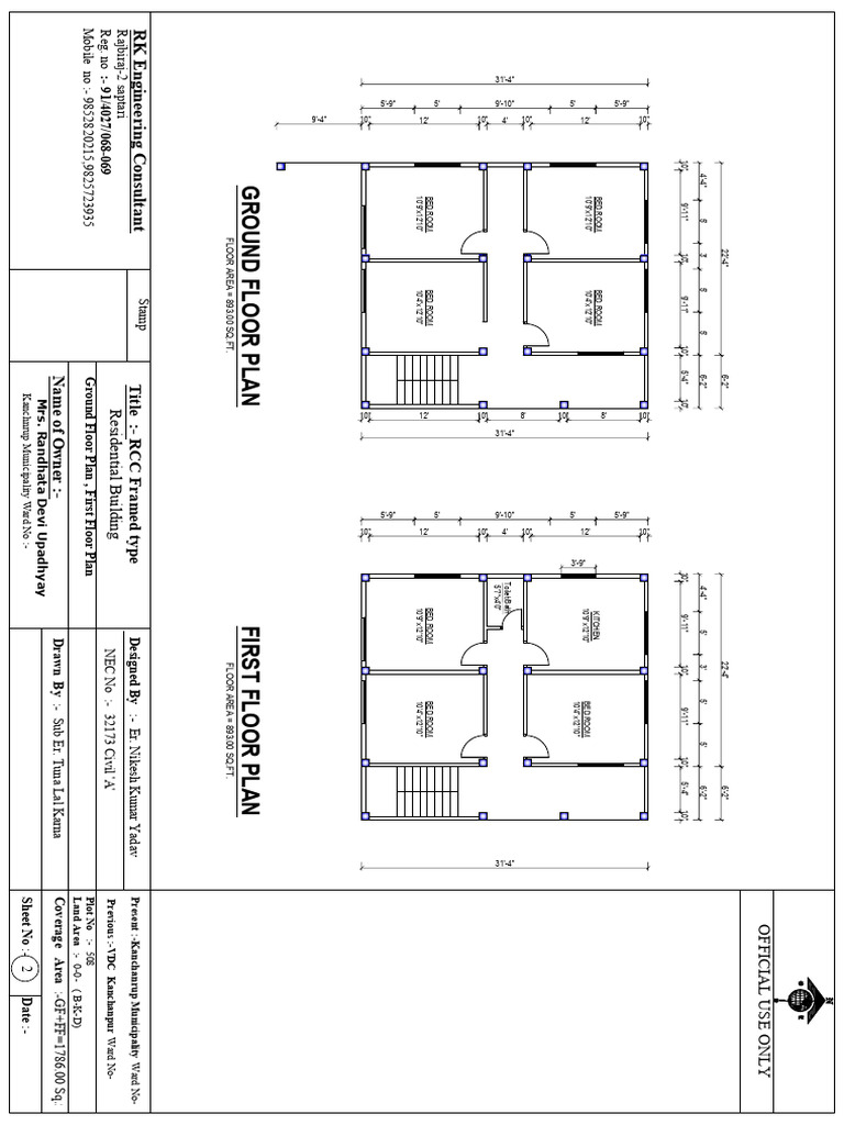 RCC Framed Residential Building Plans | PDF