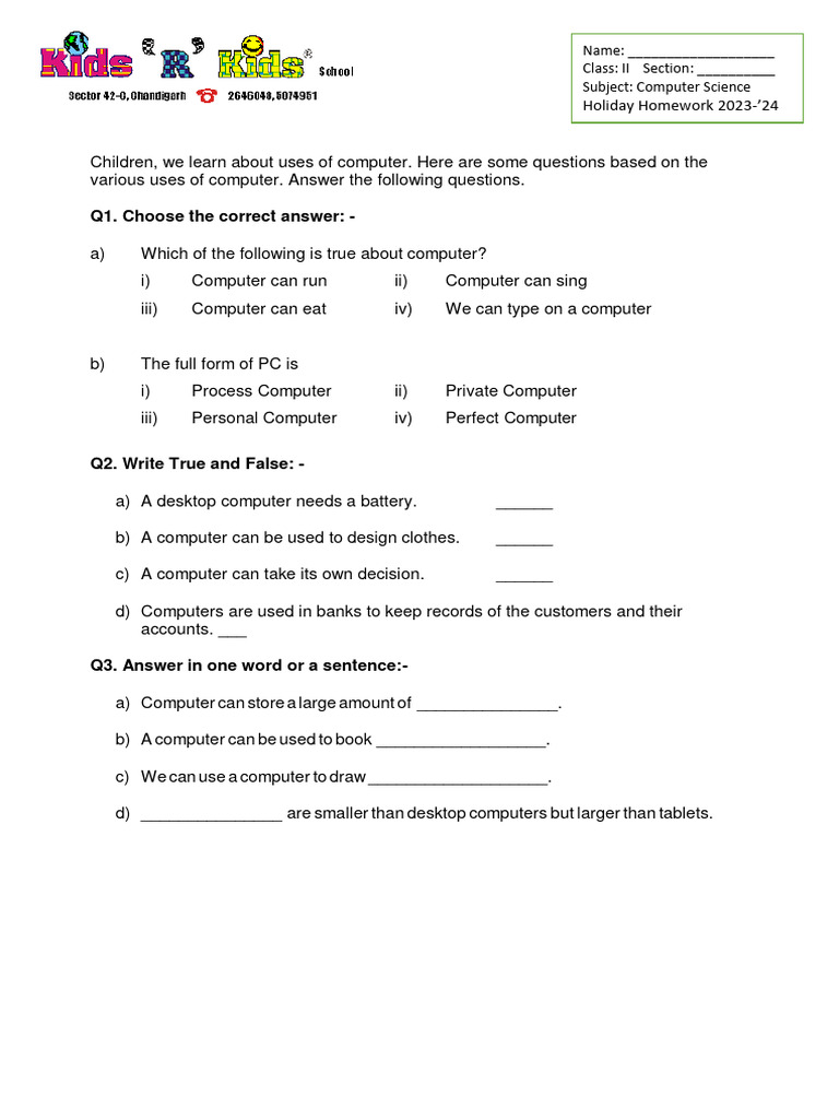 Uses of Computers for Kids | PDF