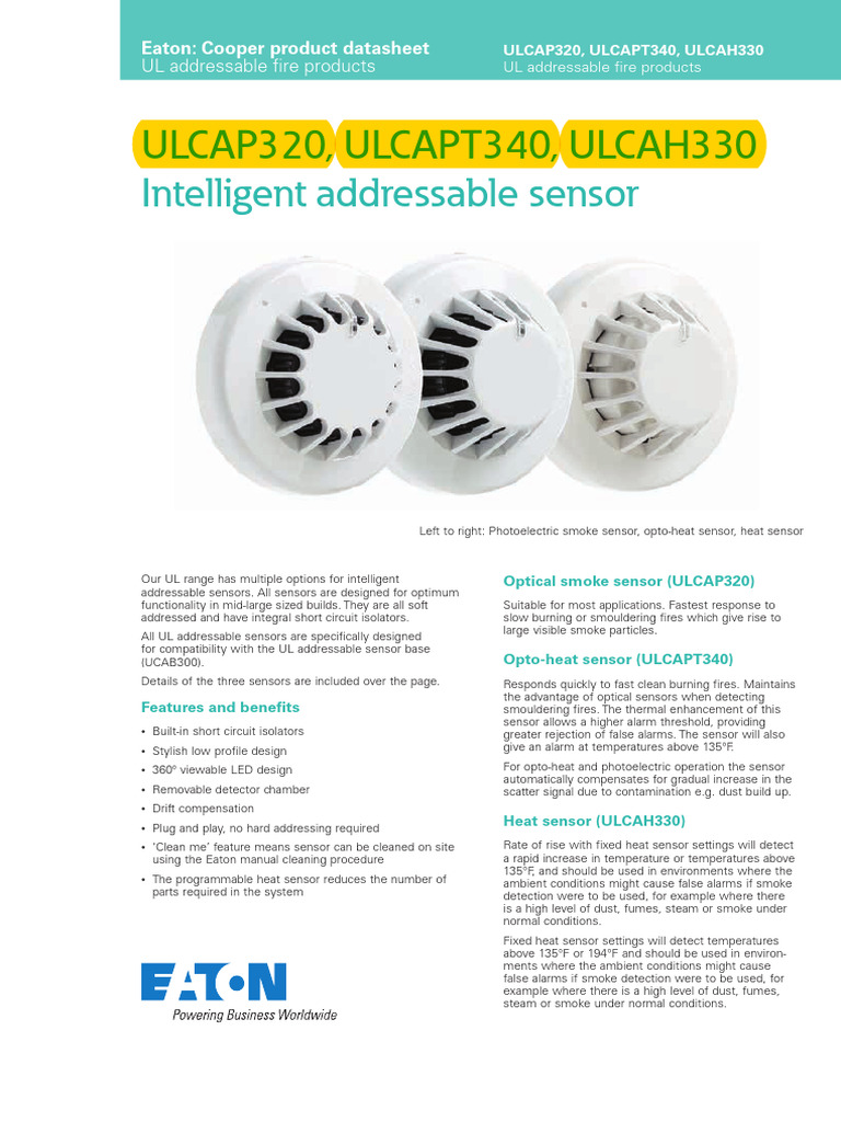 UL Addressable Fire Sensor Datasheet | PDF | Sensor | Smoke