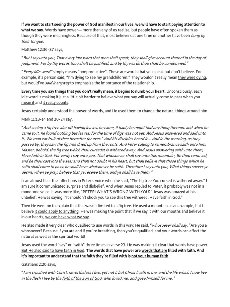 Andrew Wommack Power Of Words Download Free Pdf Born Again Faith