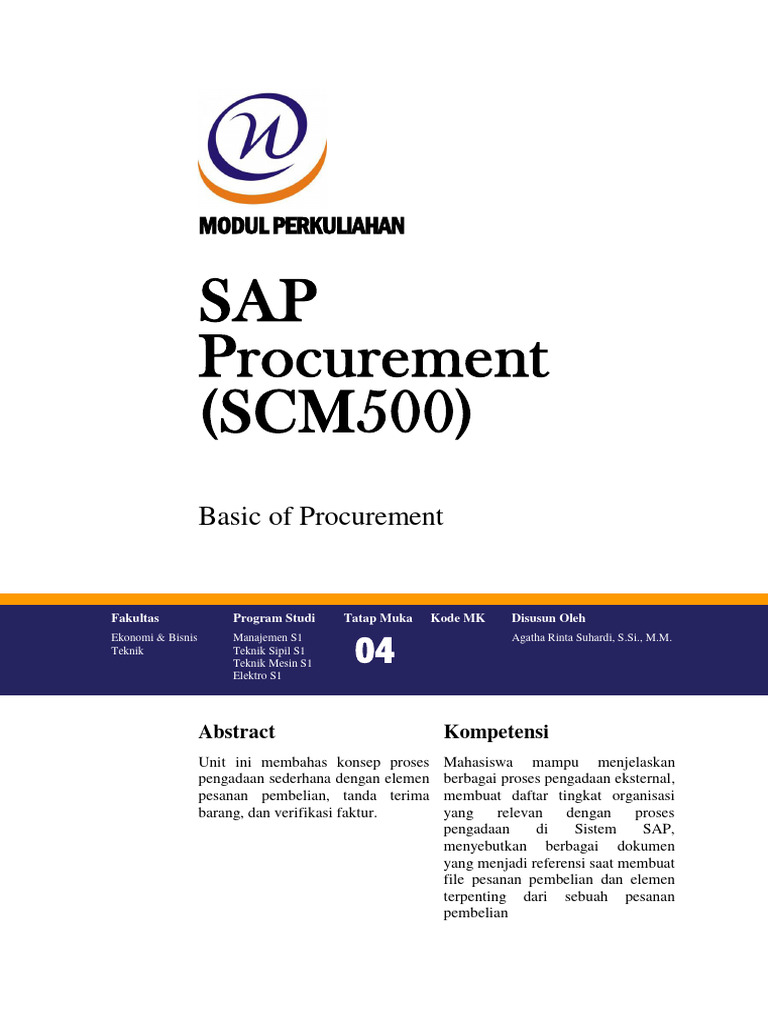 Dasar-Dasar Modul Pengadaan SAP | PDF | Pengelolaan Keuangan & Uang