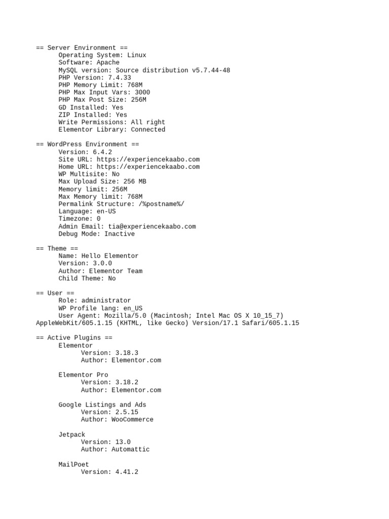 WordPress Server & Plugin Details | PDF | Php | Mac Os