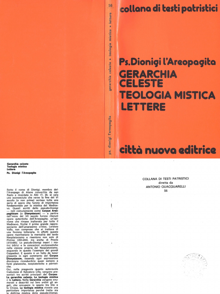 Collana Testi Patristici 56 Pseudo Dionigi Areopagita Gerarchia