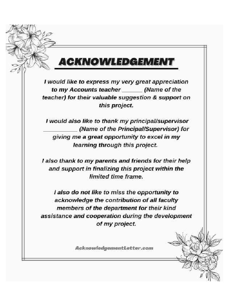 Acknowledgement For Accountancy Project | PDF