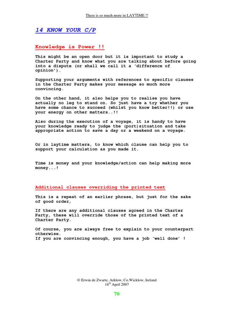 Understanding Charter Party Laytime | PDF | Cargo | Bill Of Lading