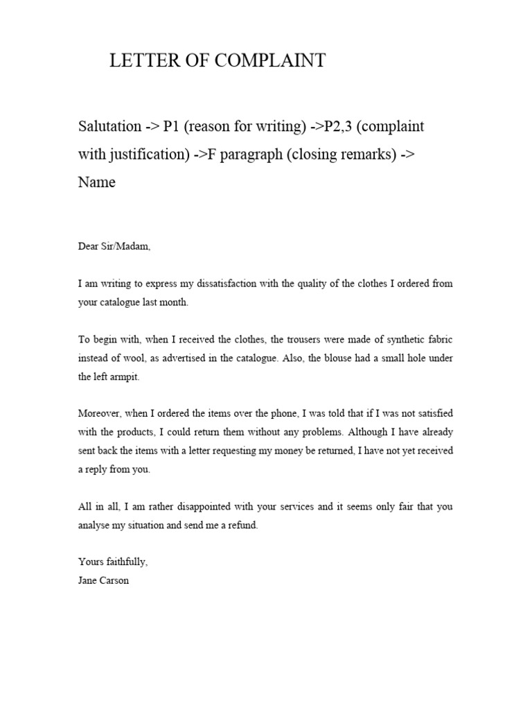 Complaint Letter Format and Examples | PDF | Wellness