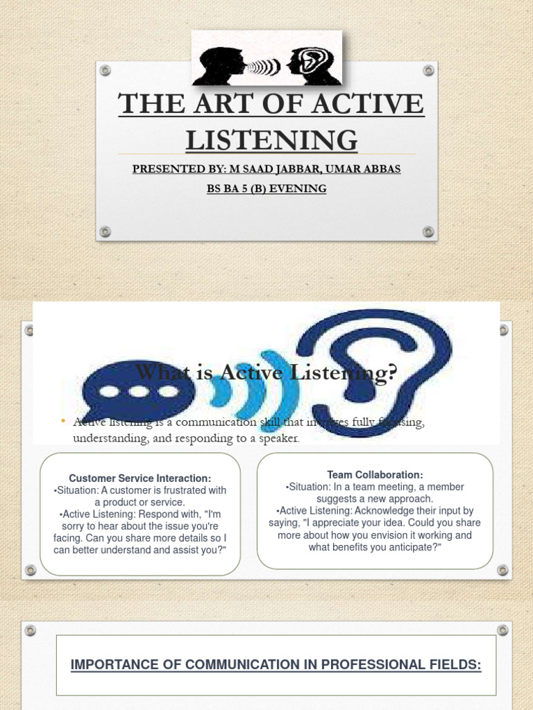 The Art of Active Listening | PDF | Communication | Nonverbal Communication
