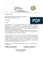 Letter of Invitation For Brigada Eskwela 2023