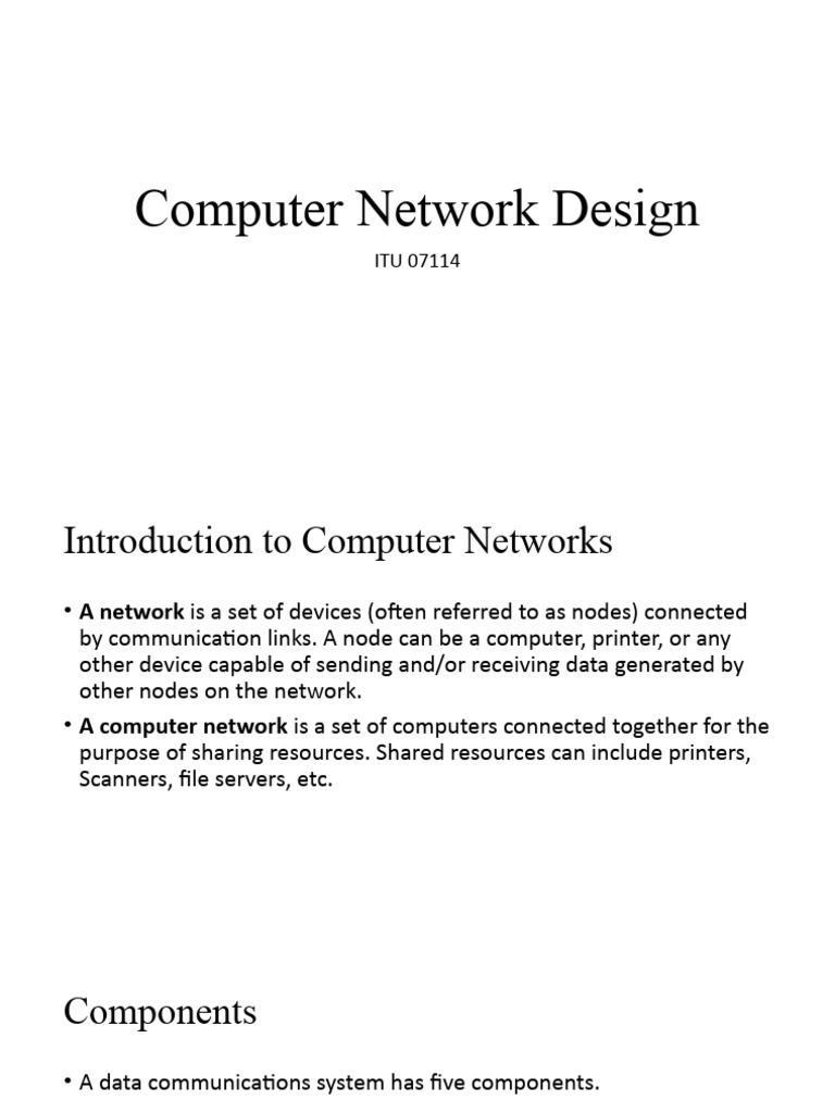 Chapter 1 Introduction To Computer Network Design PDF Network