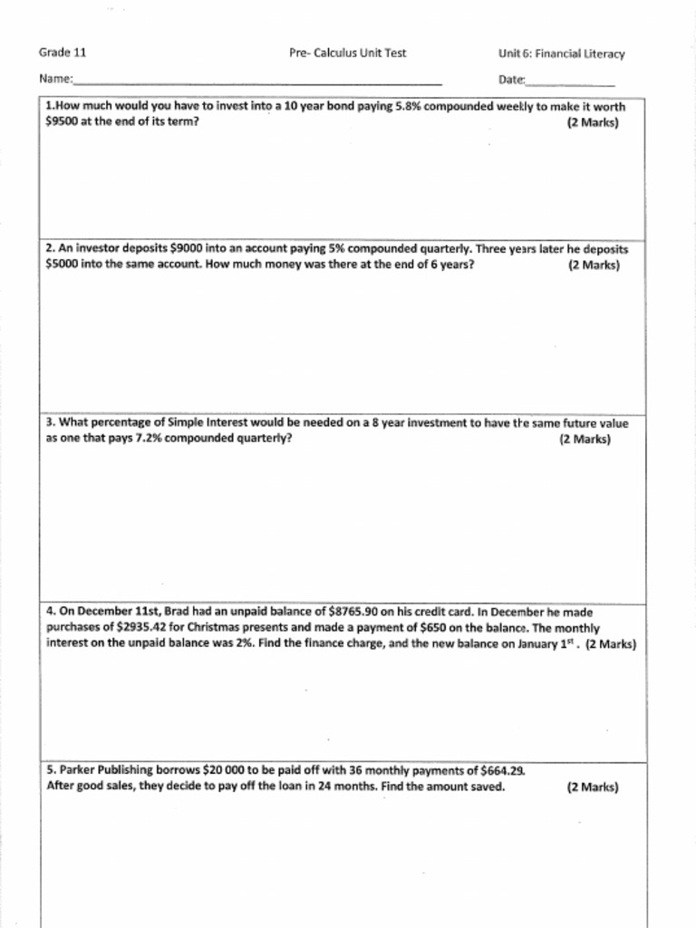 Grade 11 - Unit 6 Practice Test | PDF