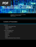 Presenatation - MICROBIOLOGICAL TESTING IN PHARMACEUTICAL INDUSTRIES