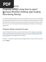 Decrease Windows Desktop Apps Loading Time During Startup