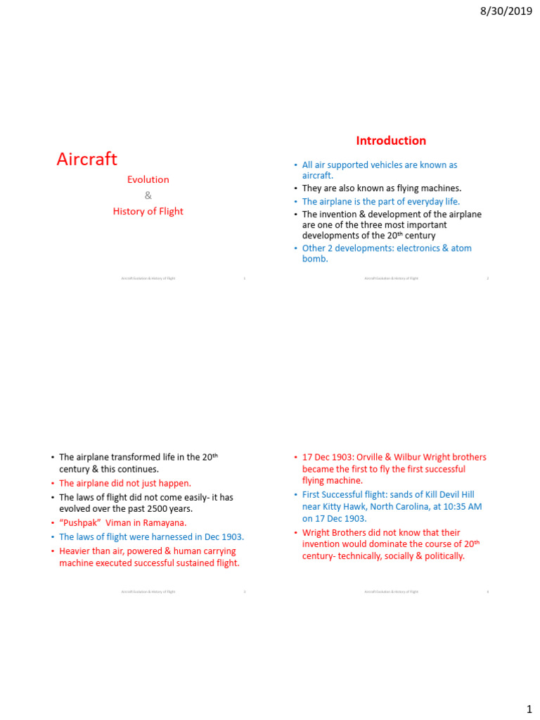 Ac1 Airplane History Pdf Wright Brothers Flight