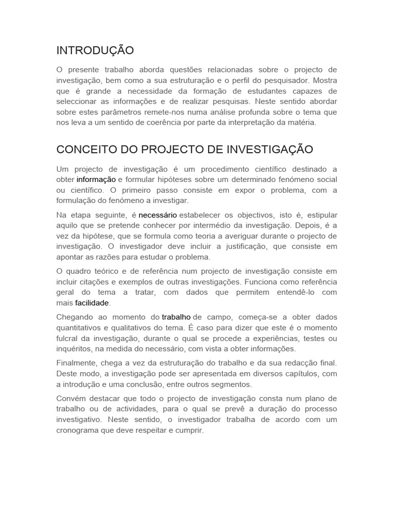 Projecto de Investigação Cientifica 2023 | PDF | Abstract (resumo ...