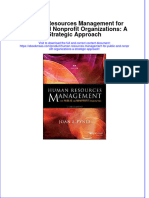 Human Resources Management For Public and Nonprofit Organizations A Strategic Approach