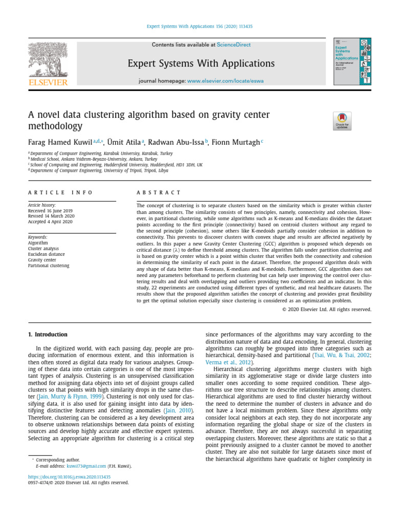 Gravity Center Clustering Algorithm | PDF | Cluster Analysis | Matrix ...