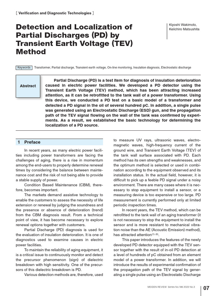Detection and Localization of Partial Discharges (PD) by TEV Method ...
