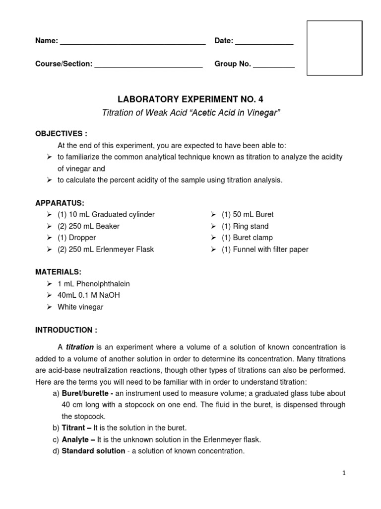 Lab exp no 4 download free pdf titration chemistry
