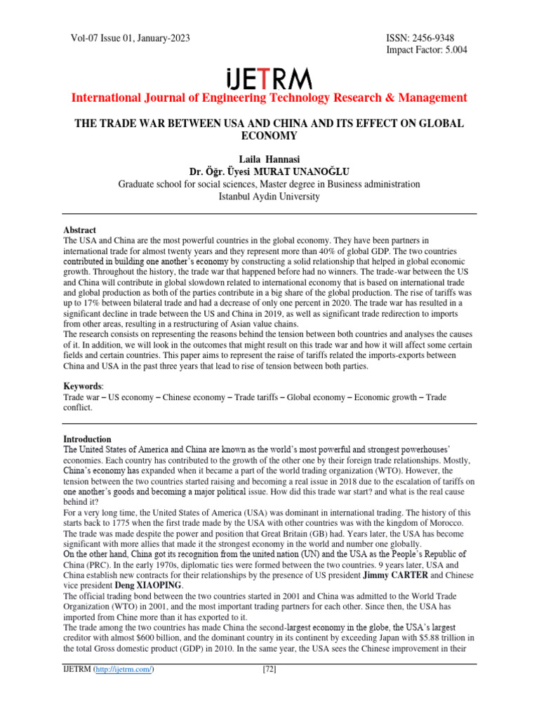 US-China Trade War Impact | PDF | Tariff | Balance Of Trade