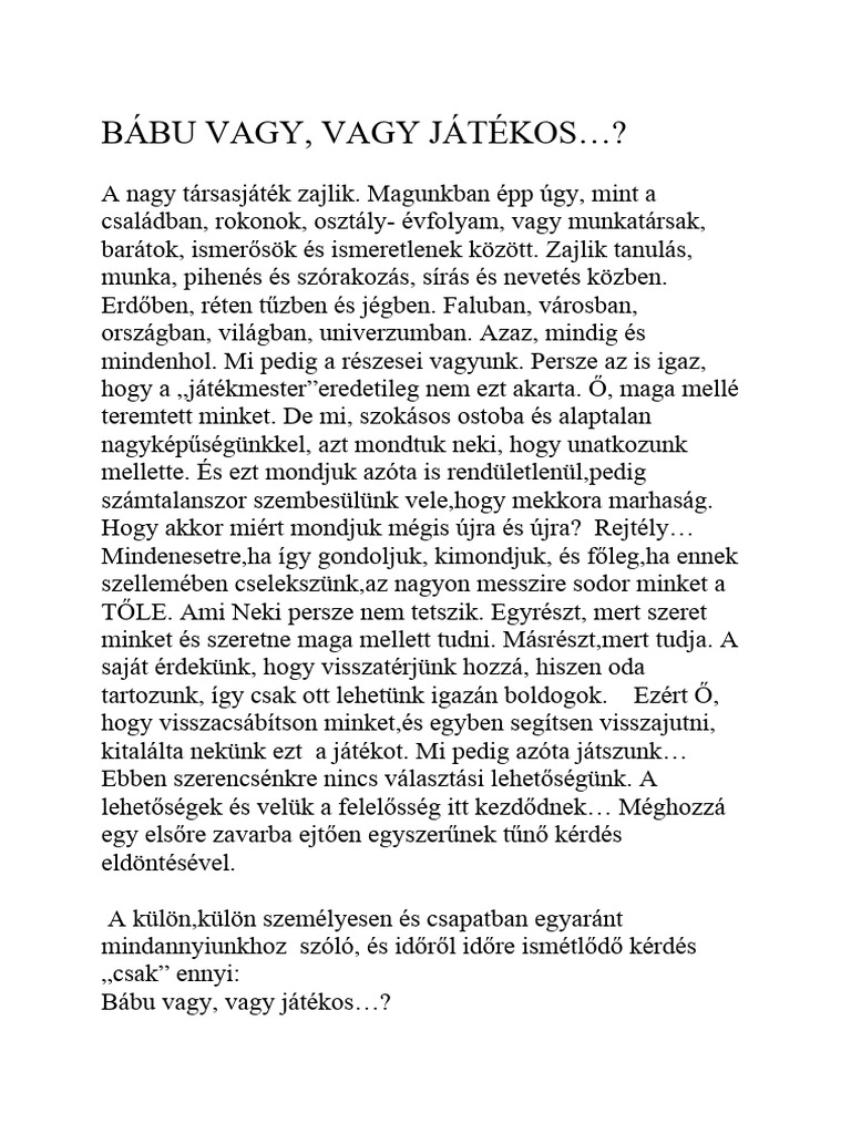Babu Vagy Vagy Jatekos | PDF