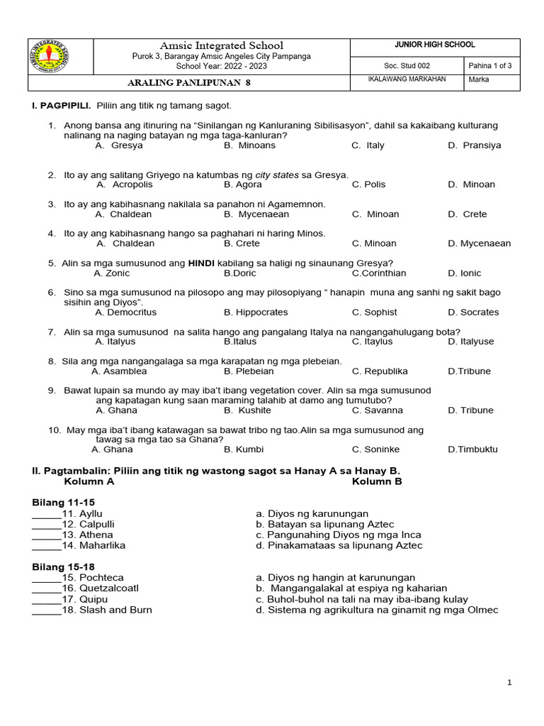 Periodical Test 2 AP8 S.Y 2023 2024..edited | PDF