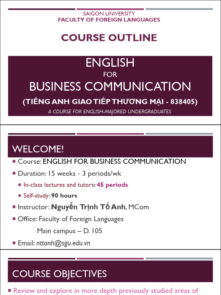 English for Business Communication Course | PDF | Learning | Communication