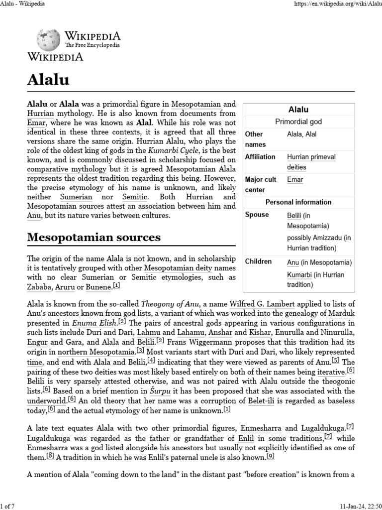 Alalu - Wikipedia | PDF | Religious Belief And Doctrine | Comparative ...