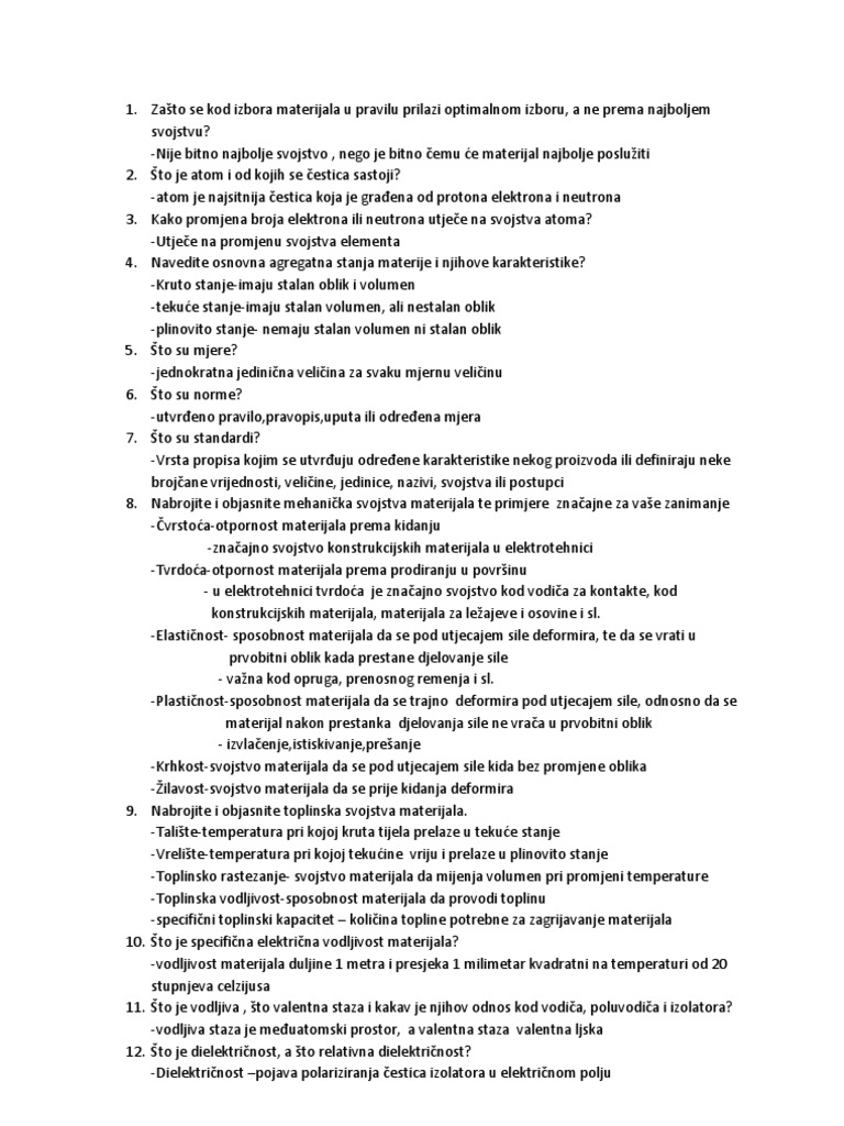 Materijali Prvi Test | PDF