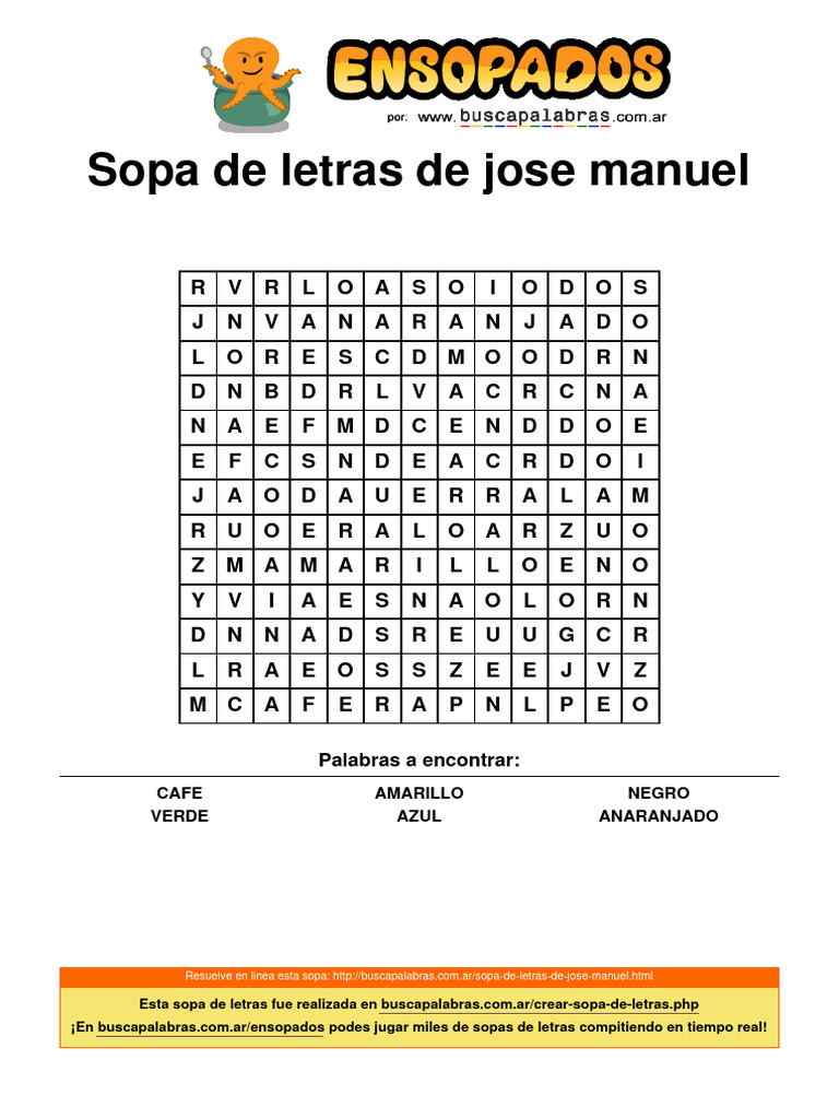 Sopa de Letras de Jose Manuel | PDF