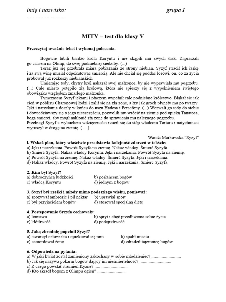 Test Z Mitów PDF