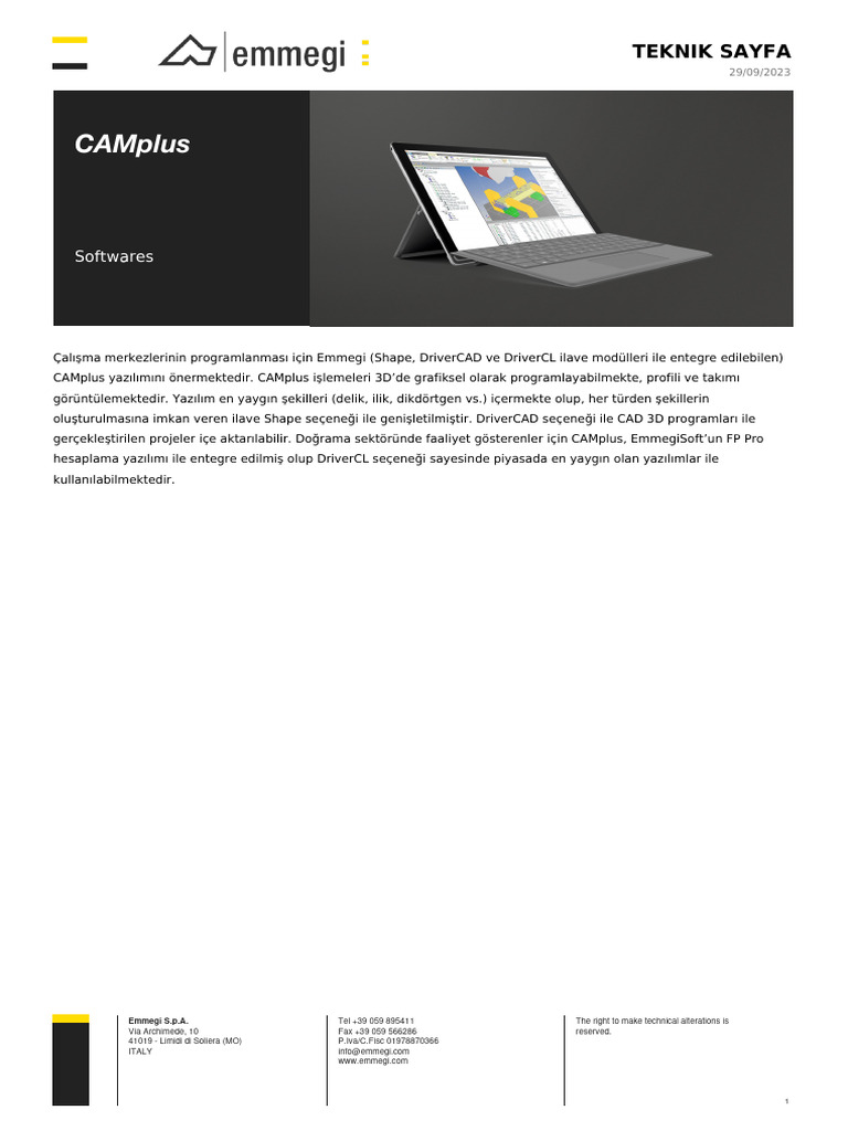 CAMplus - Emmegi | PDF