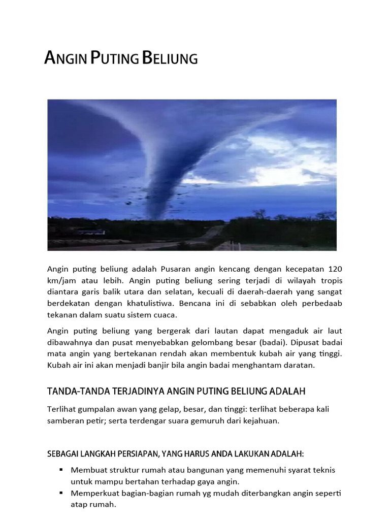 Panduan Menghadapi Puting Beliung | PDF