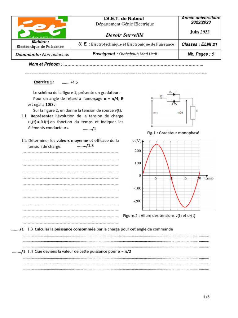 Analyse d'un Gradateur Monophasé | PDF | Grandeur physique ...