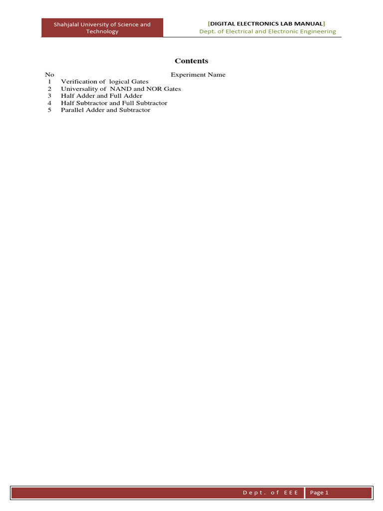 Digital Electronics Lab Manual SUST | PDF | Logic Gate | Digital ...